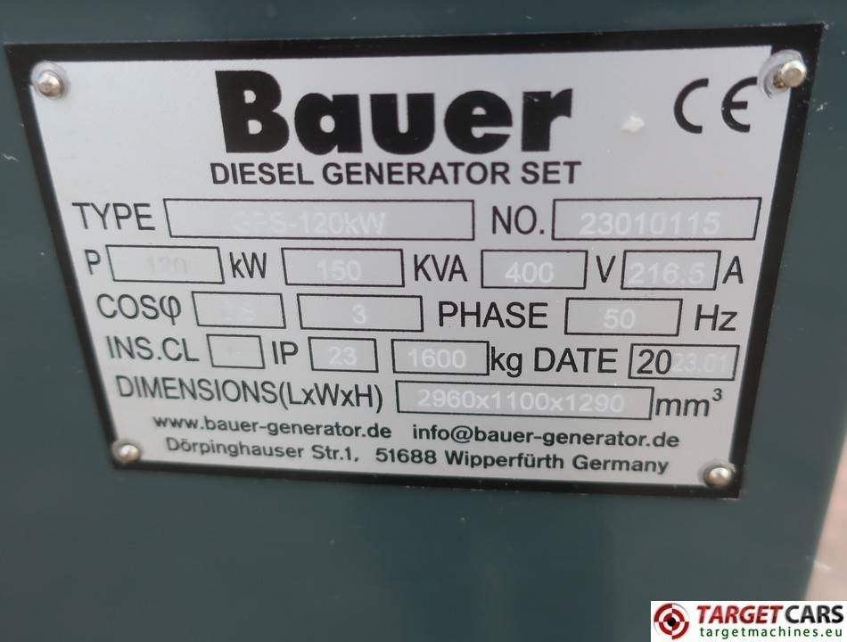 Bauer GFS-120KW ATS 150KVA Diesel Generator 400/230V NEW  в лизинг Bauer GFS-120KW ATS 150KVA Diesel Generator 400/230V NEW: фото 11